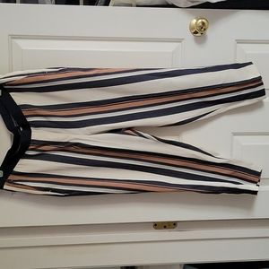 Ann Taylor pants size 10P petite cream navy tan striped